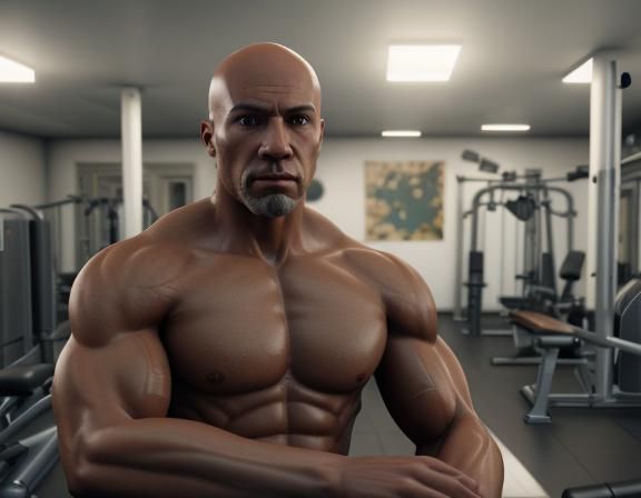 Photorealistic African American Man in Gym, 8K Render