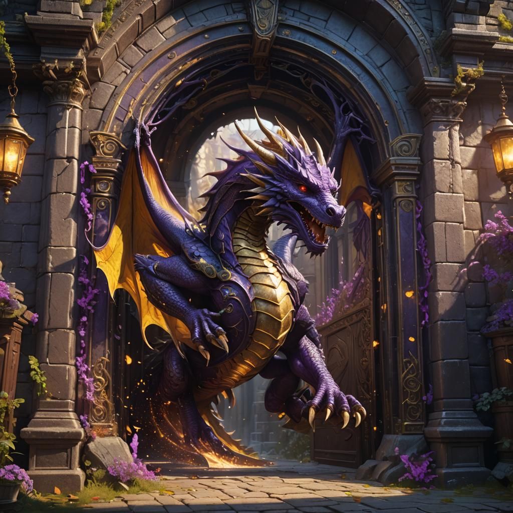 Dragon Enters Portal: Dark Fantasy Concept Art