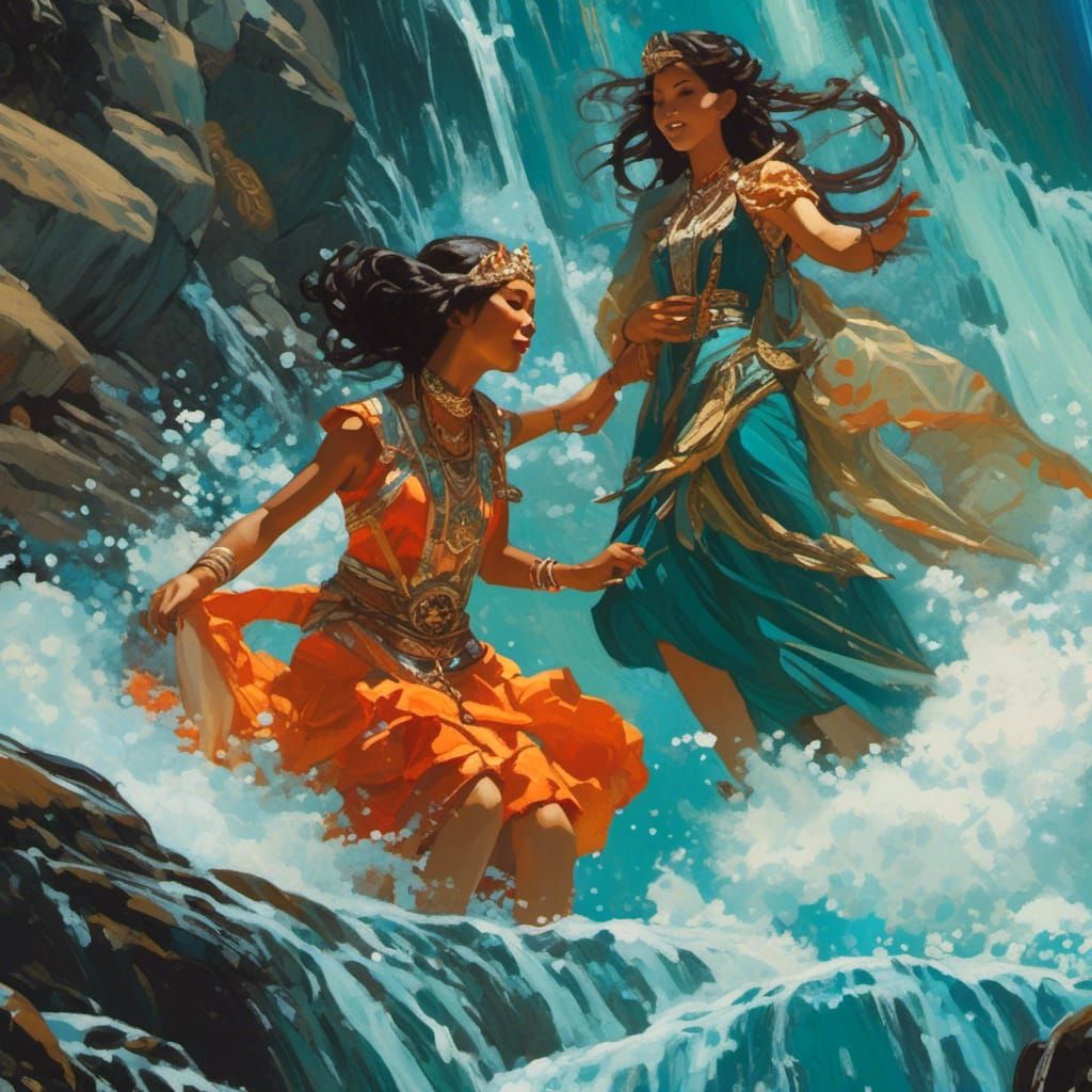 Exoplanetary Waterfall Joy: Hyperreal Fantasy Art