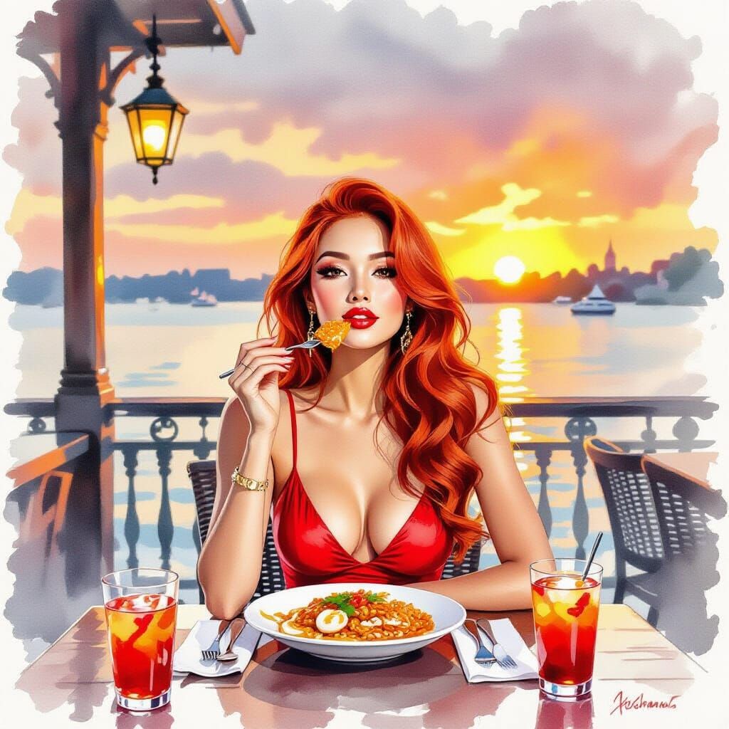 Redhead's Spicy Vista: Watercolor Impression of Louisiana