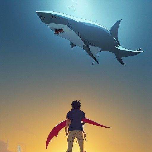 Shark Ninja in Studio Ghibli Anime Style