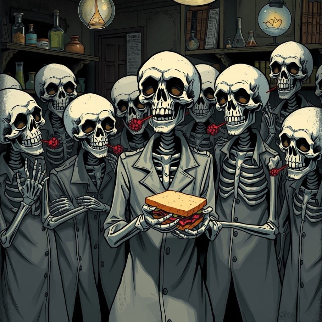 Gothic Skeletons in Vintage Lab Coats