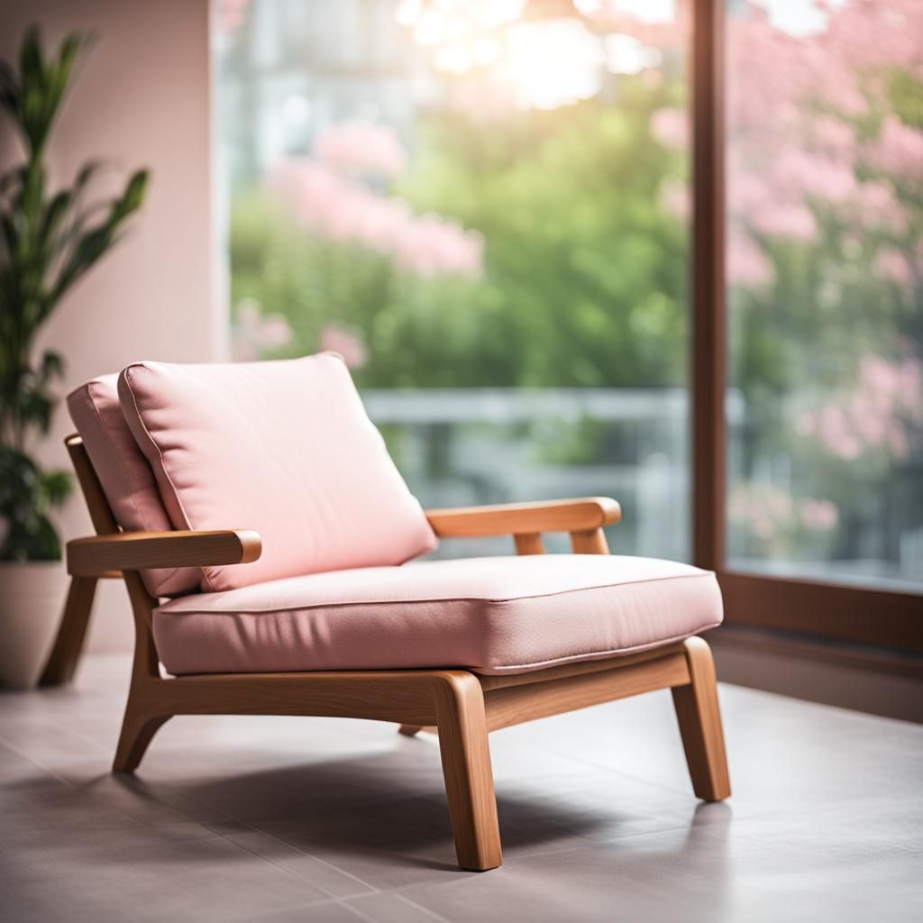 Luxurious Pale Pink Lounge Chair, Professional Photography