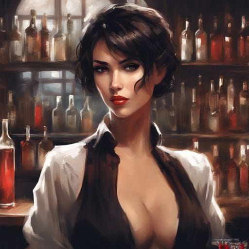 Elegant French Bartender in the Style of Royo
