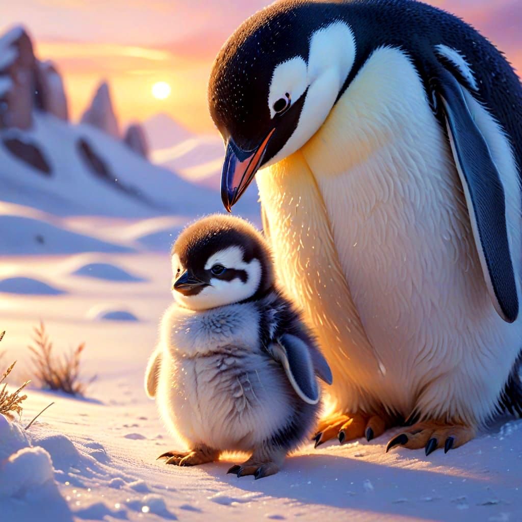 A Penguin Chick and his Dad