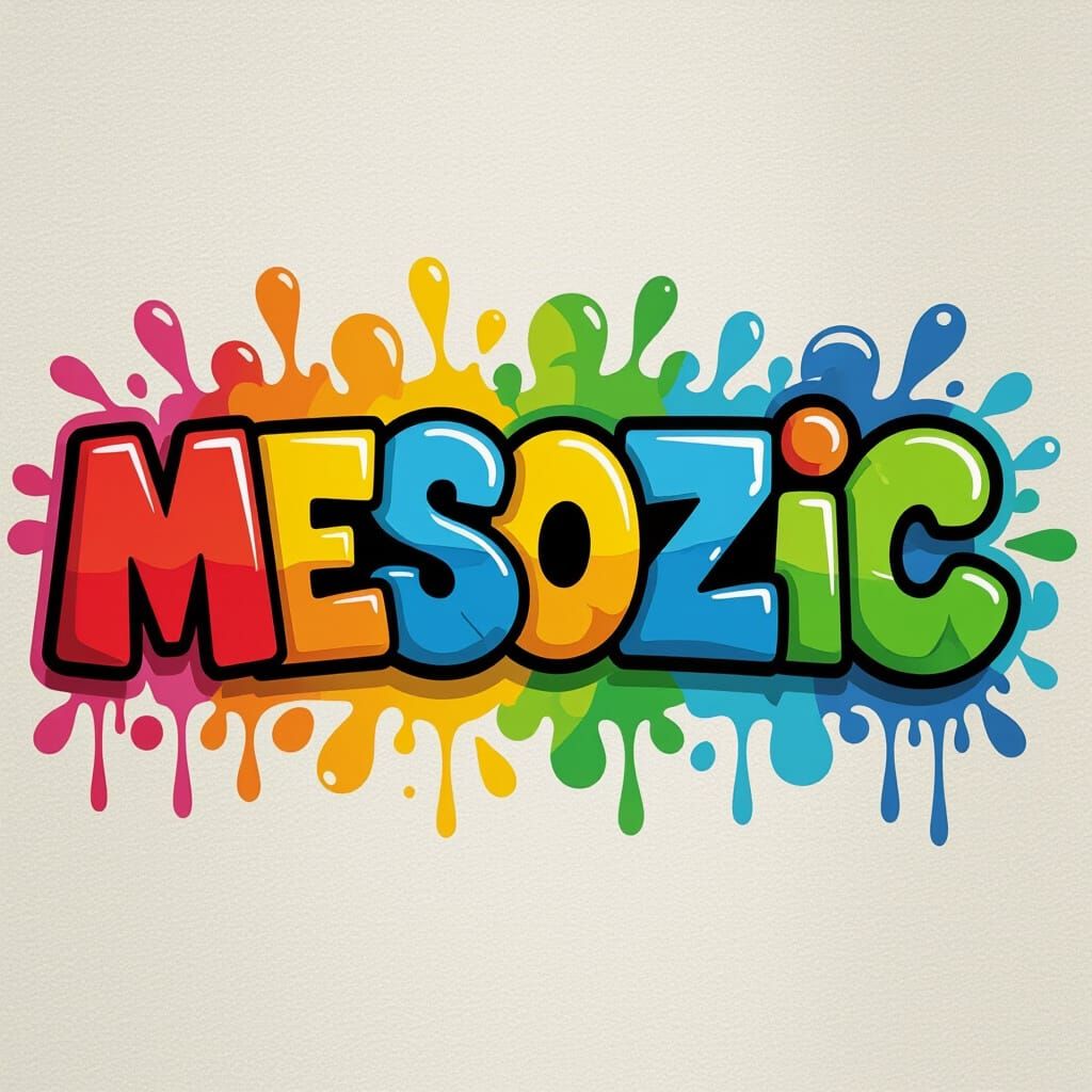 Mesozoic Graffiti Art with Dripping Spray Paint