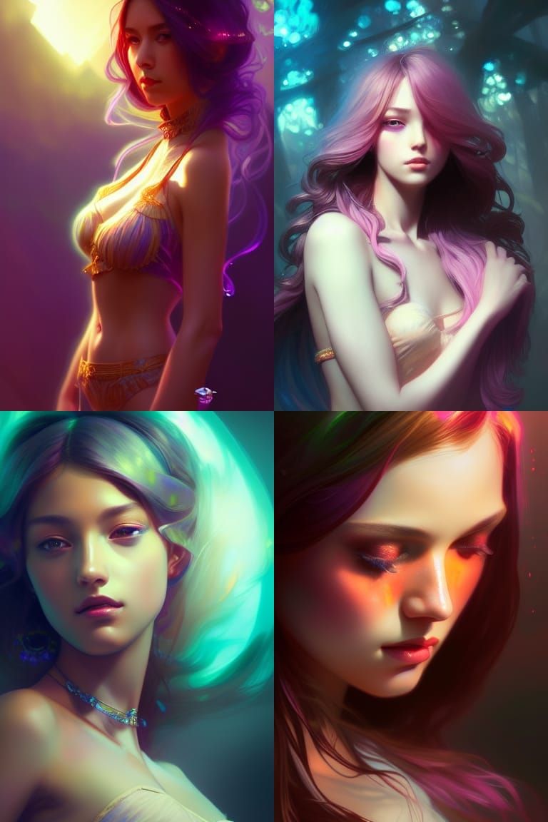 Beautiful Gemstone Rave Girl in Hyperrealistic Style