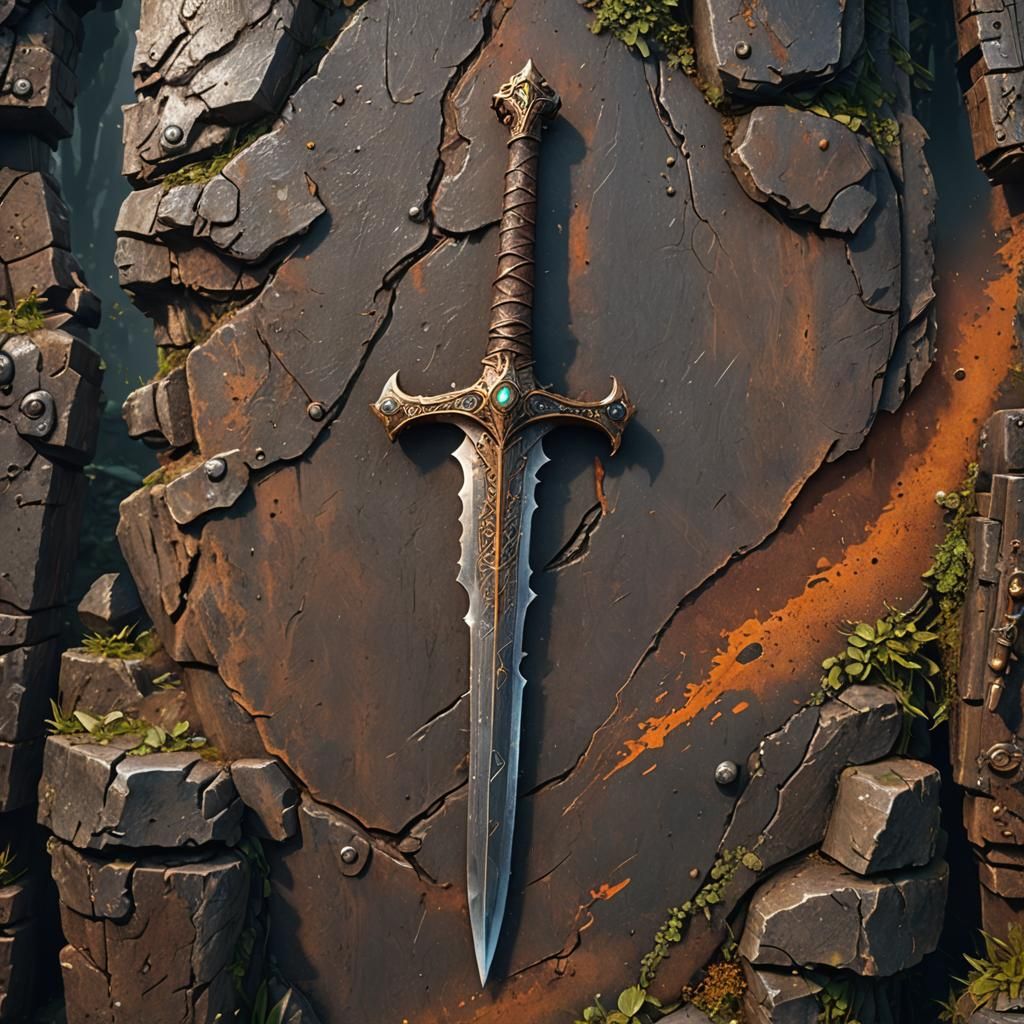 Detailed Matte Painting of a Rusty Sword