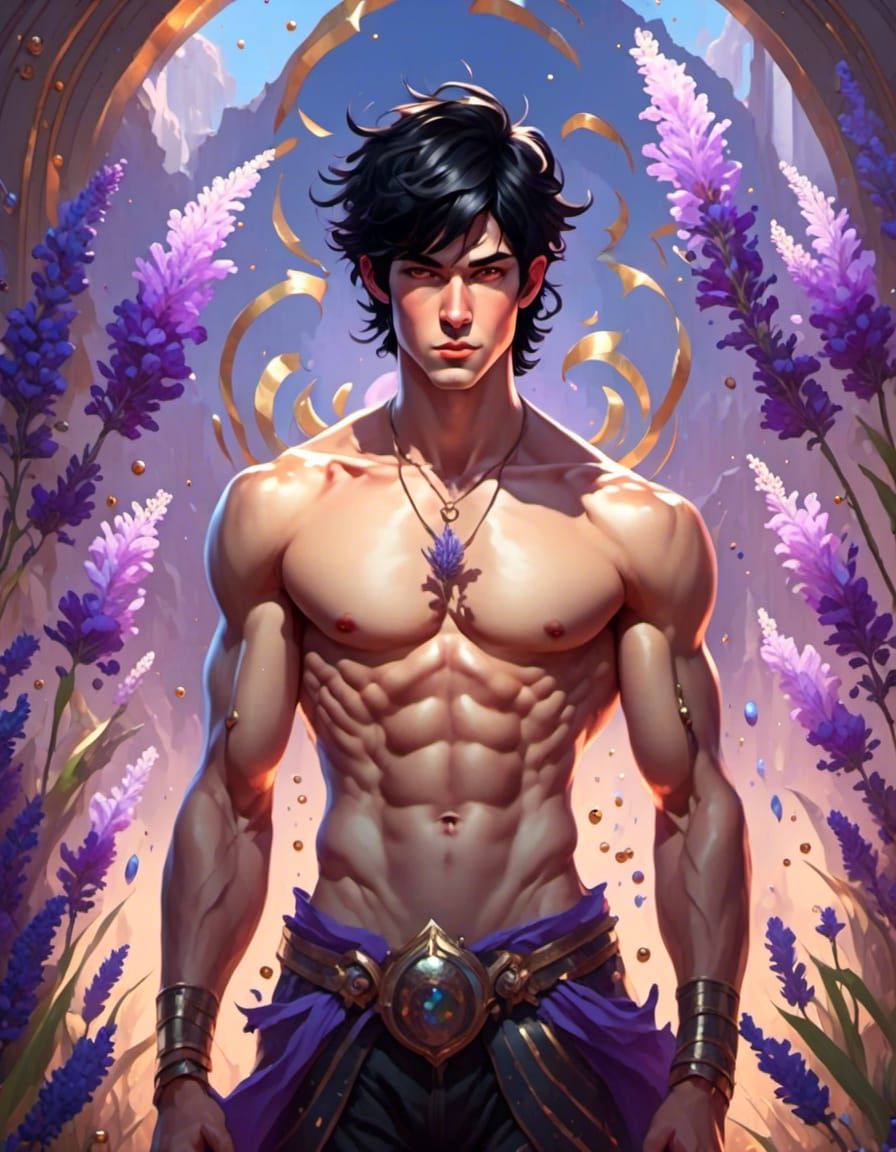 Handsome Young Man with Lavender Eyes