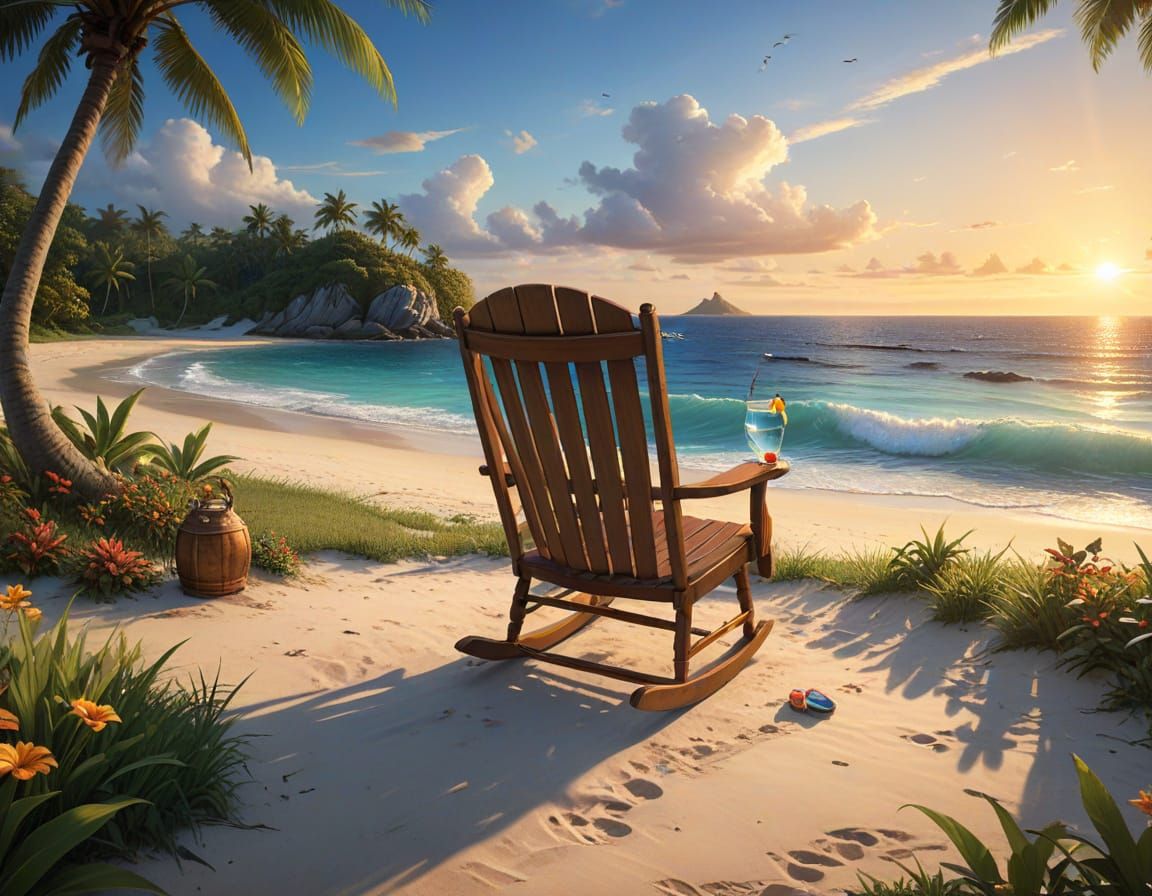 Serene Island Vacation with Golden Hour Glow