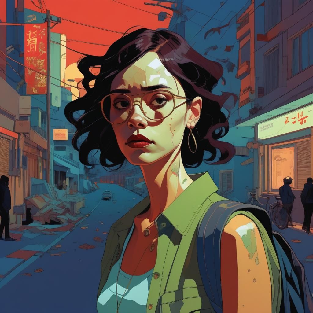 Woman in Graphic Novel Style Illustration