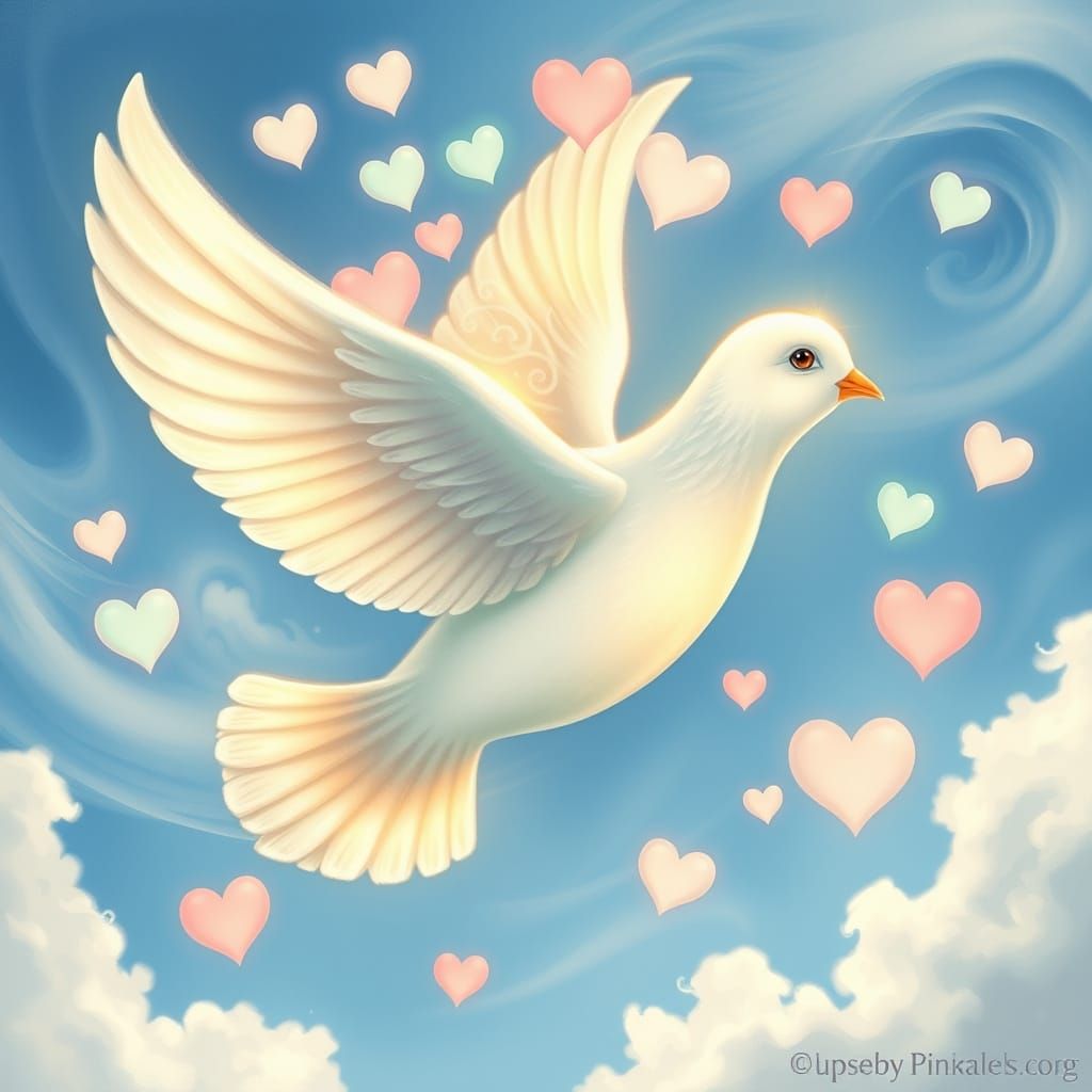 Surreal Dove of Peace in Dreamlike Landscape