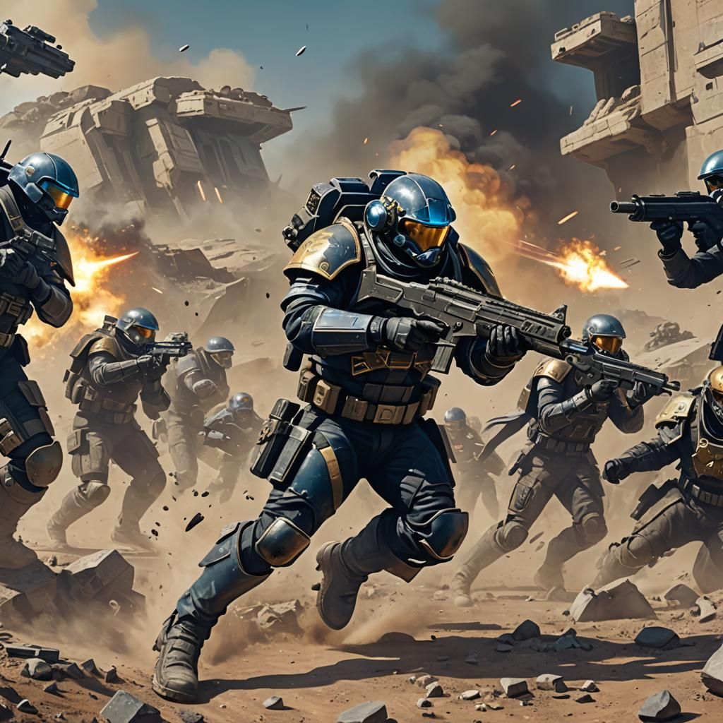 Sci-Fi Trooper in Battlefield, Helldivers 2 Style