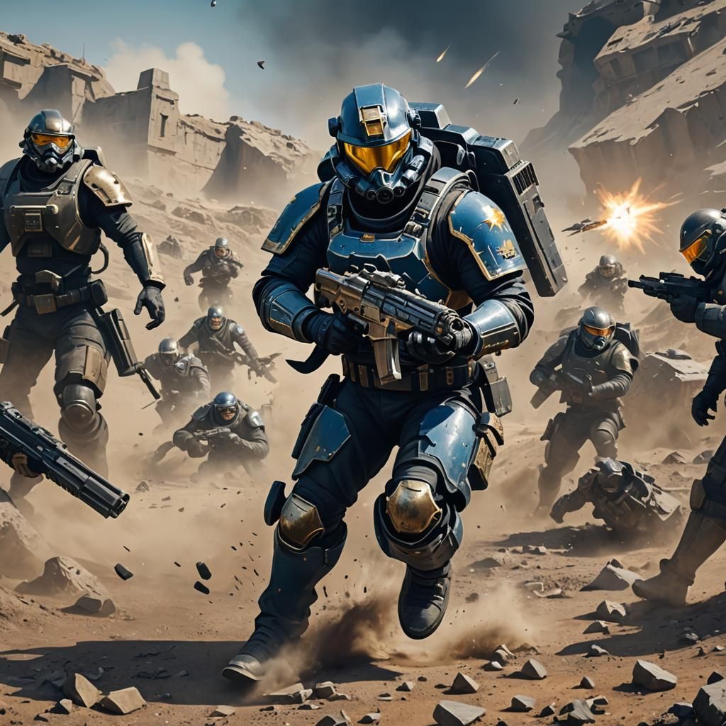 Sci-Fi Trooper in Battlefield, Helldivers 2 Style