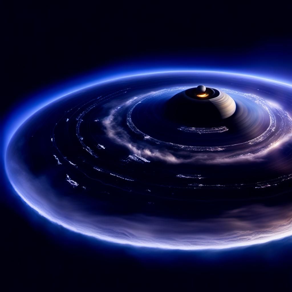 Saturn's Hexagon Storm: A Sci-Fi Digital Illustration