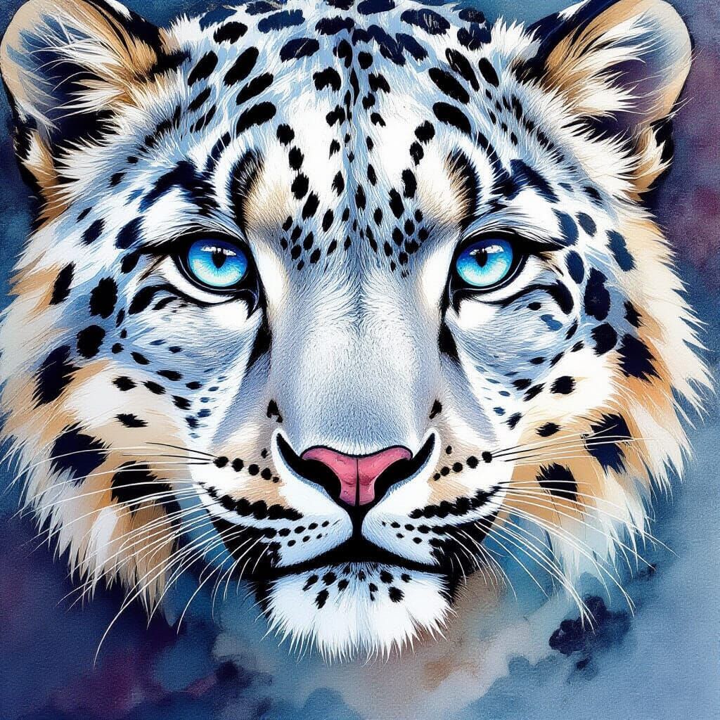 close up snow leopard