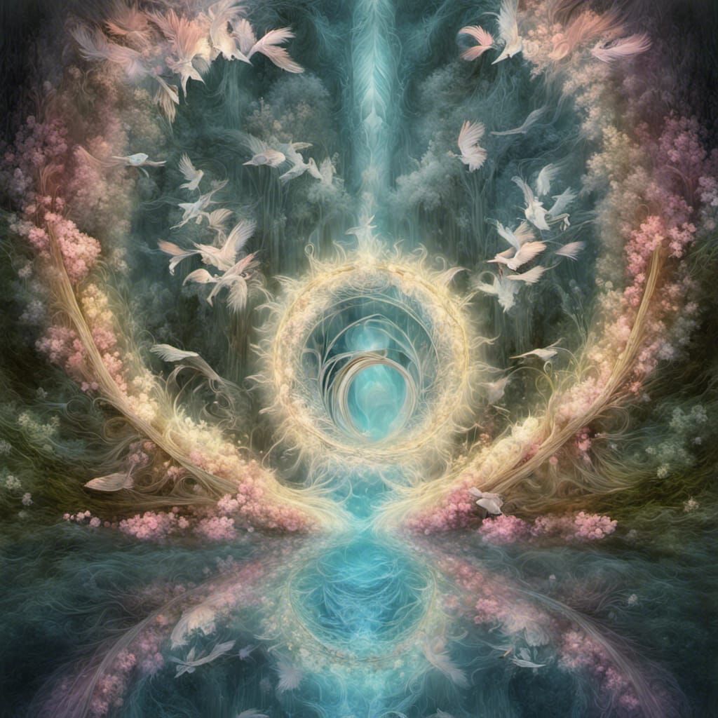 Mystical Fairies Dancing in a Fractal Forest