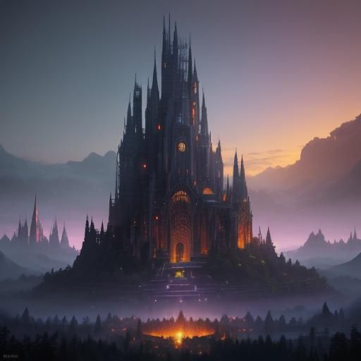 Mystical City in Forest: Fantasy Concept Art