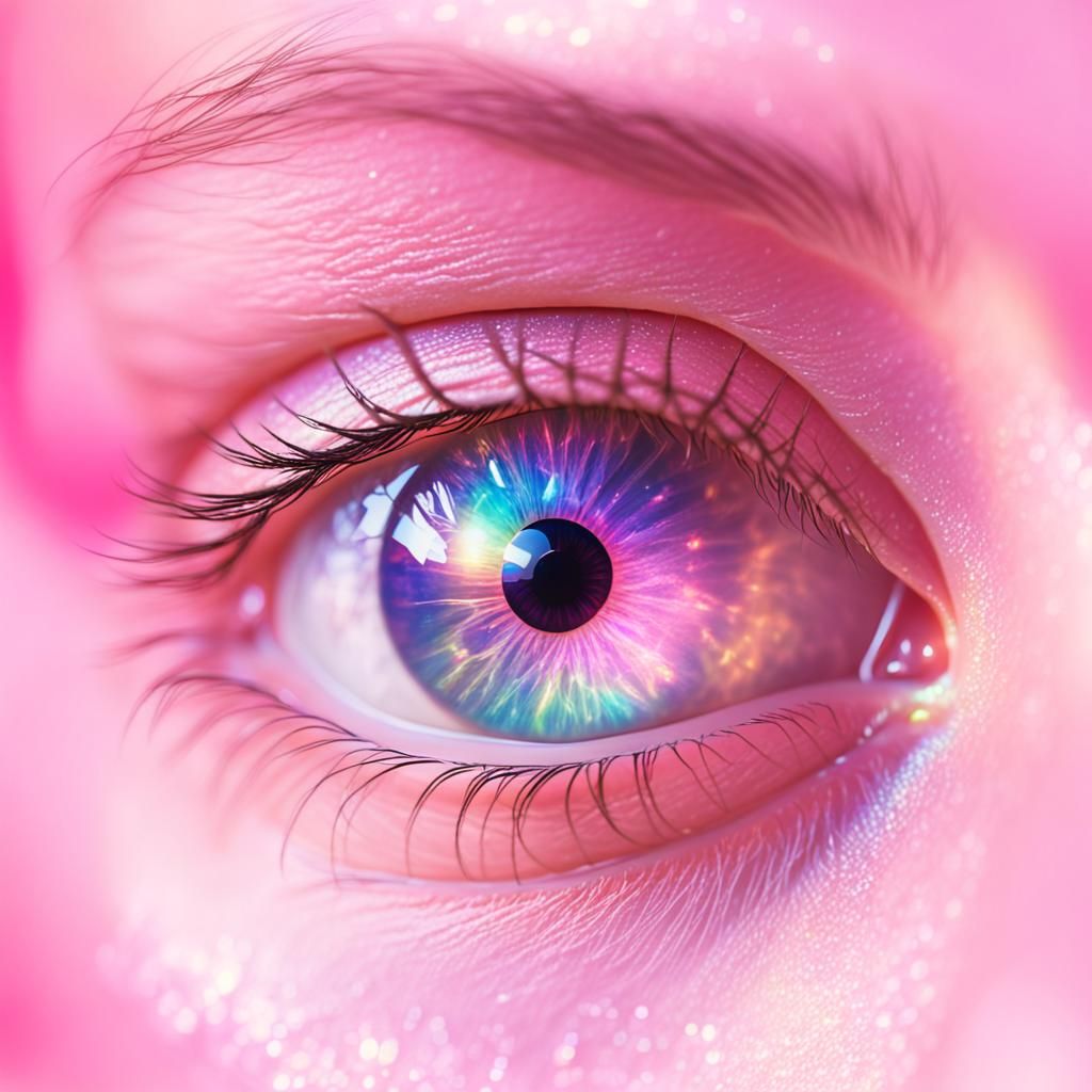 Iridescent Pink Eyeball with Heavenly Light