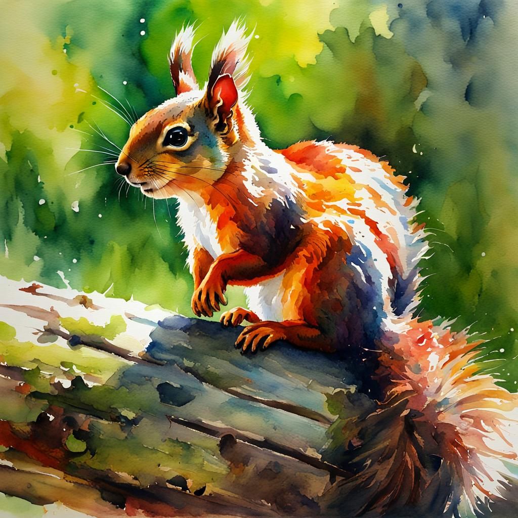 Watercolor Squirrel in John Pettie Style
