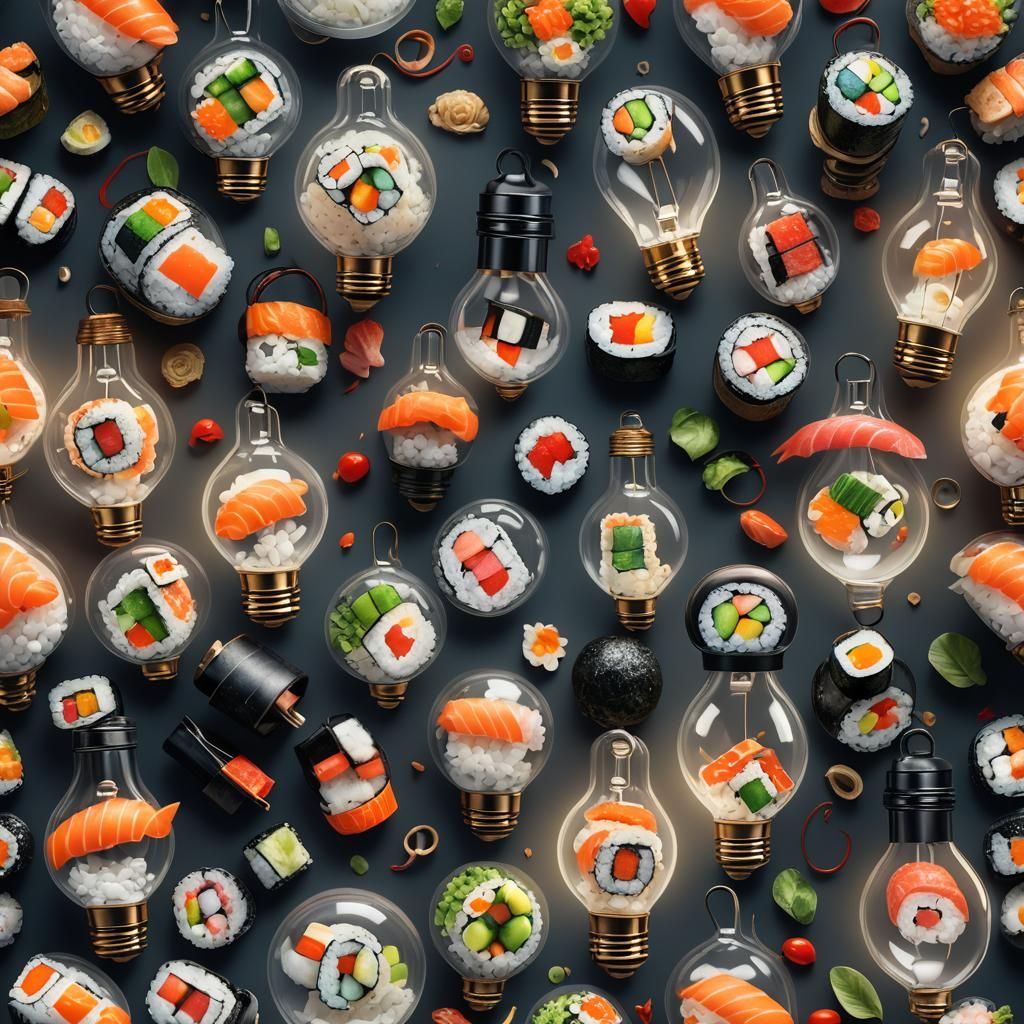 Sushi in a Light Bulb: Detailed Matte Painting