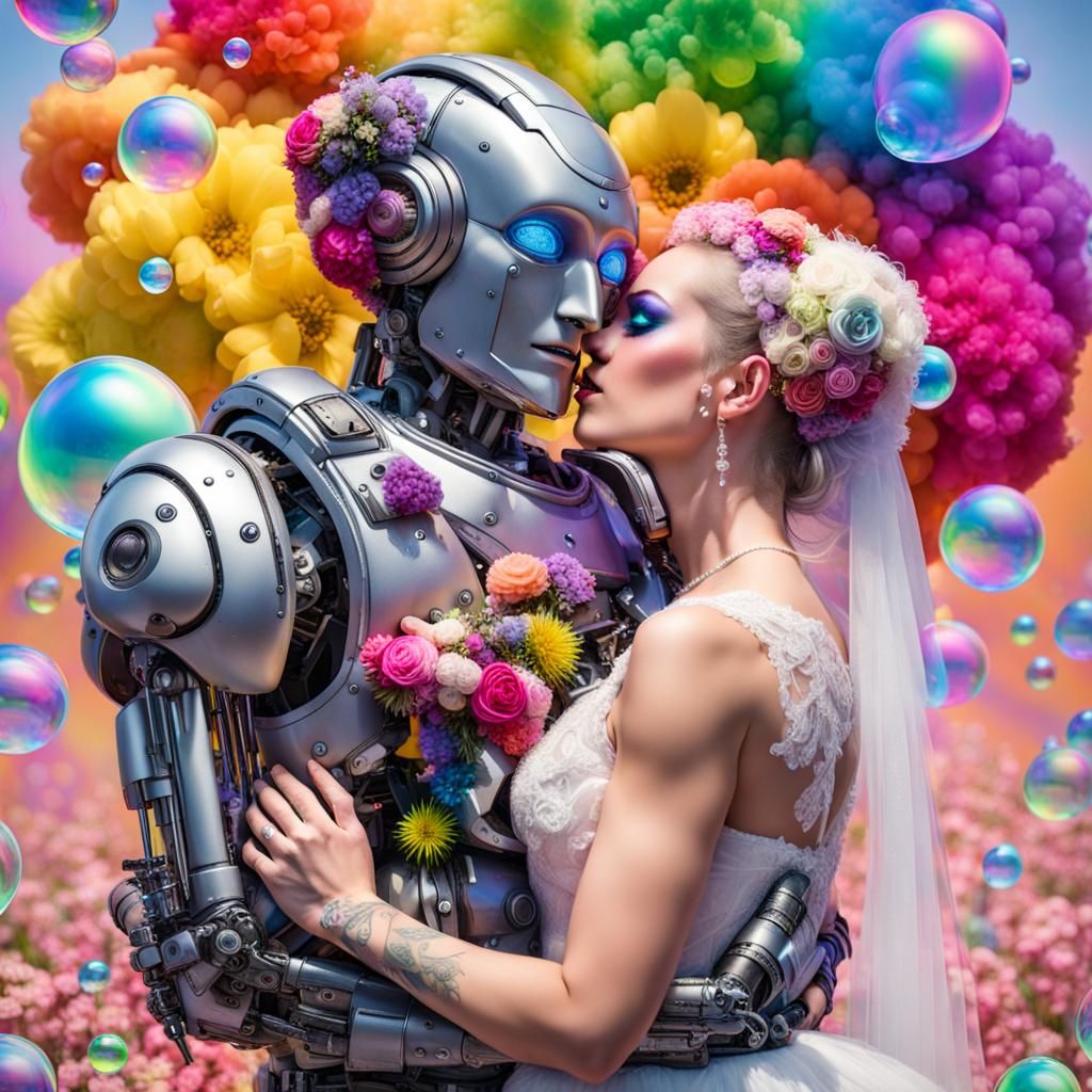 Cyberpunk Bride and Robot Groom Wedding