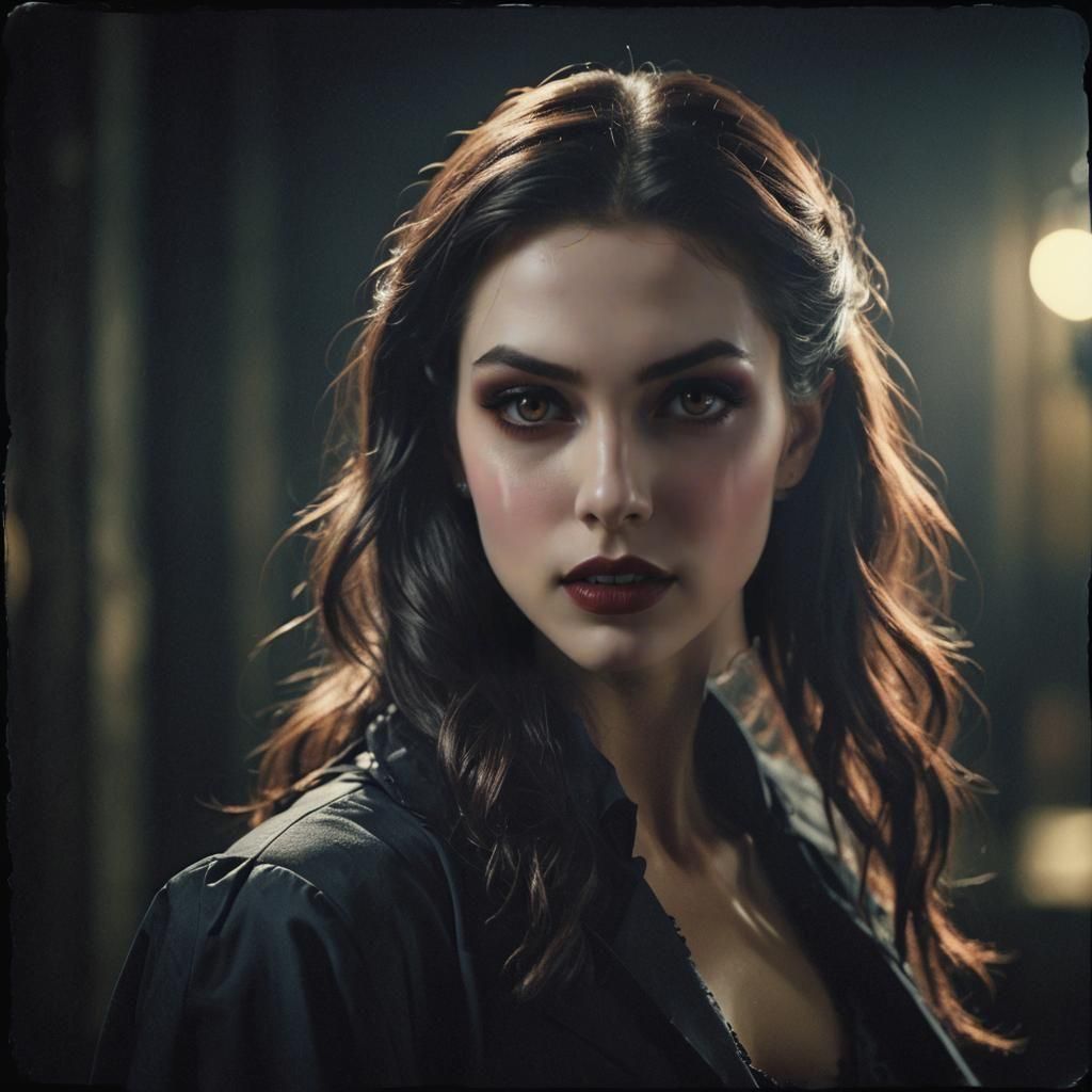 Vampire Girl Portrait in Cinematic Style