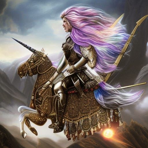 Jeweled Unicorn in Armor: Matte Painting