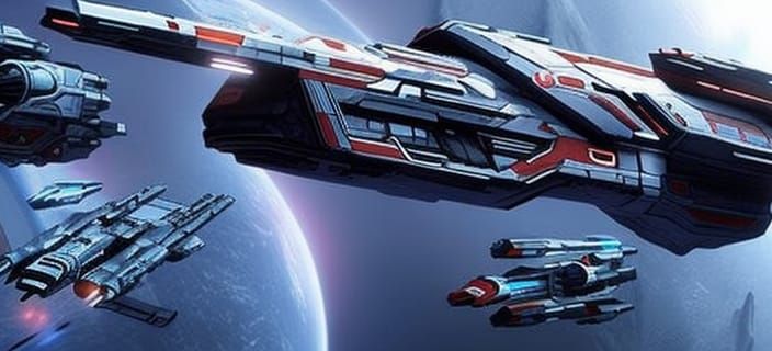 Hiigaran Warship Concept Art in Deep Space
