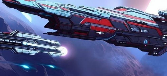 Hiigaran Warship Concept Art in Deep Space