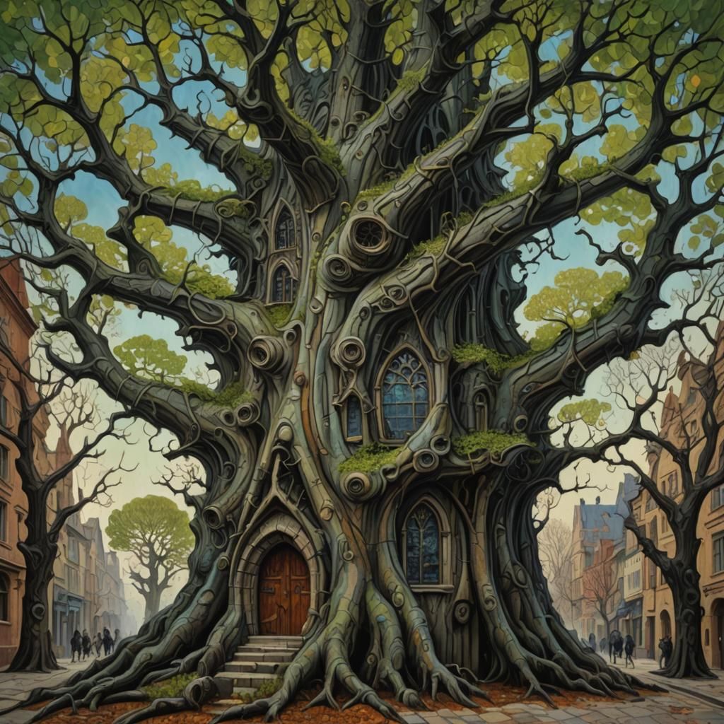 Treehouse in the middle of the street
