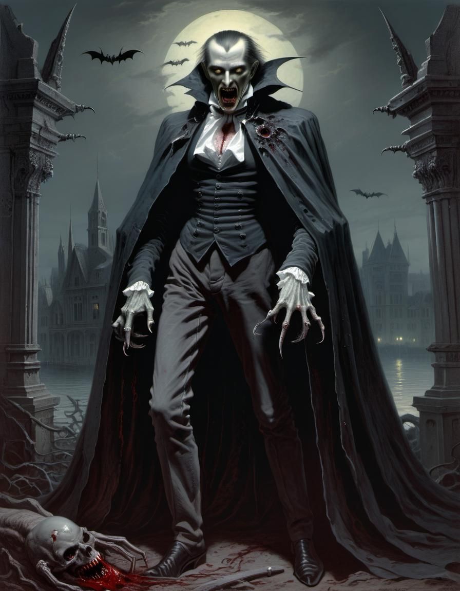 Cyborg Vampire in Gothic Horror Style