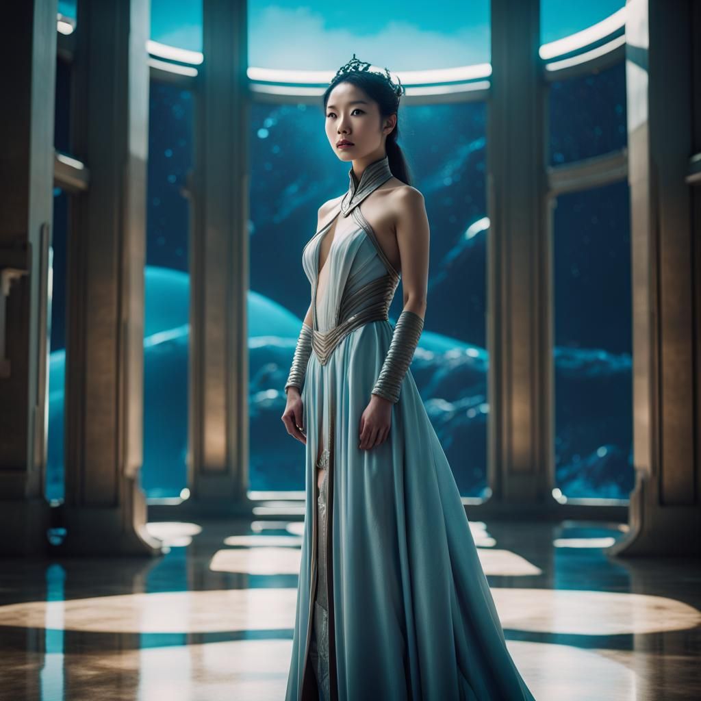 Futuristic Galactic Princess in Royal Palace