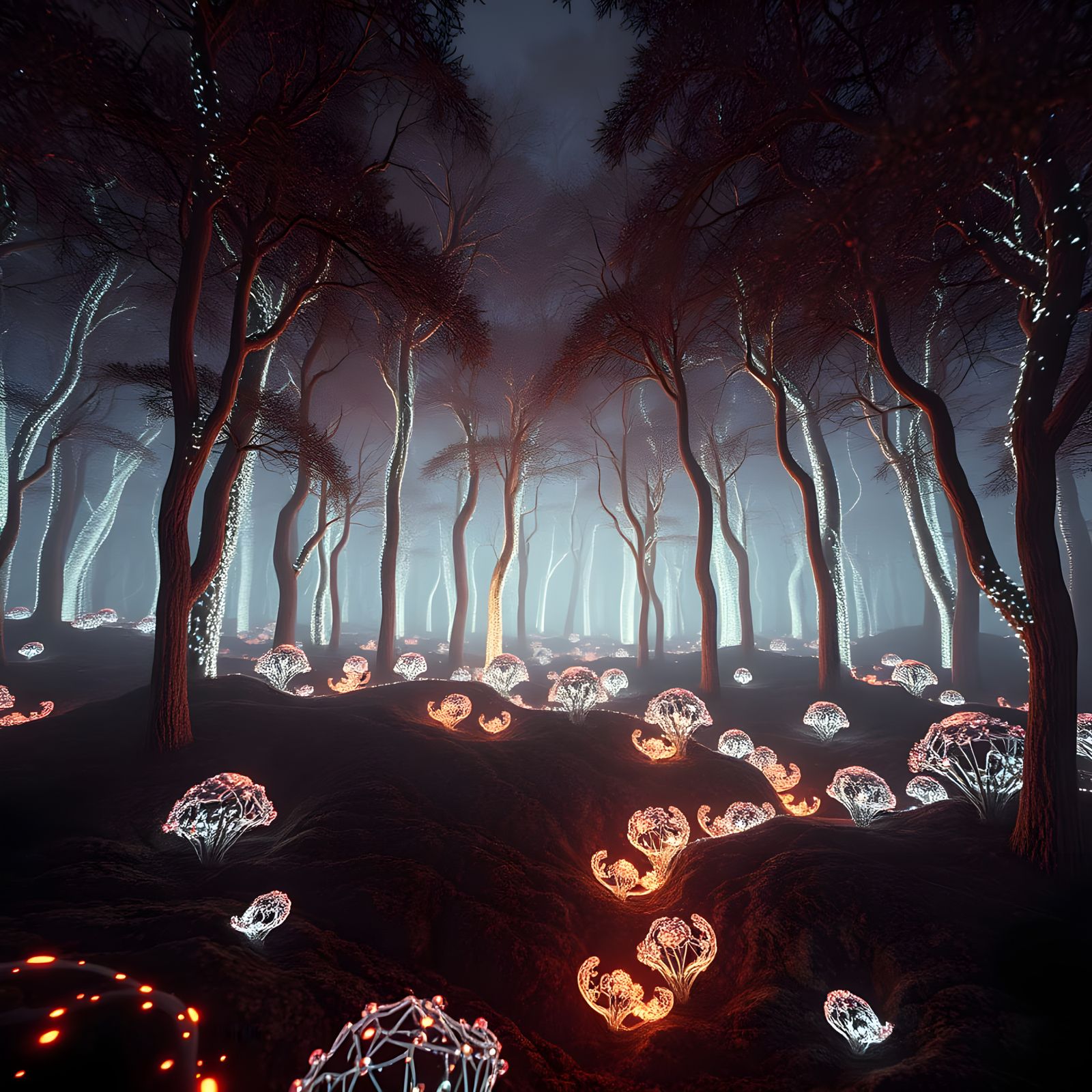Ethereal Bioluminescent Forests in Perfect Mathematical Harm...