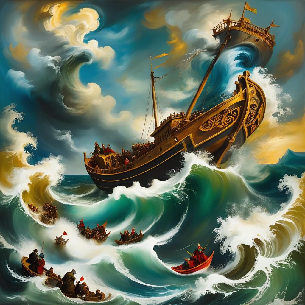 Heavenly Staircase Ascending from a Stormy Sea