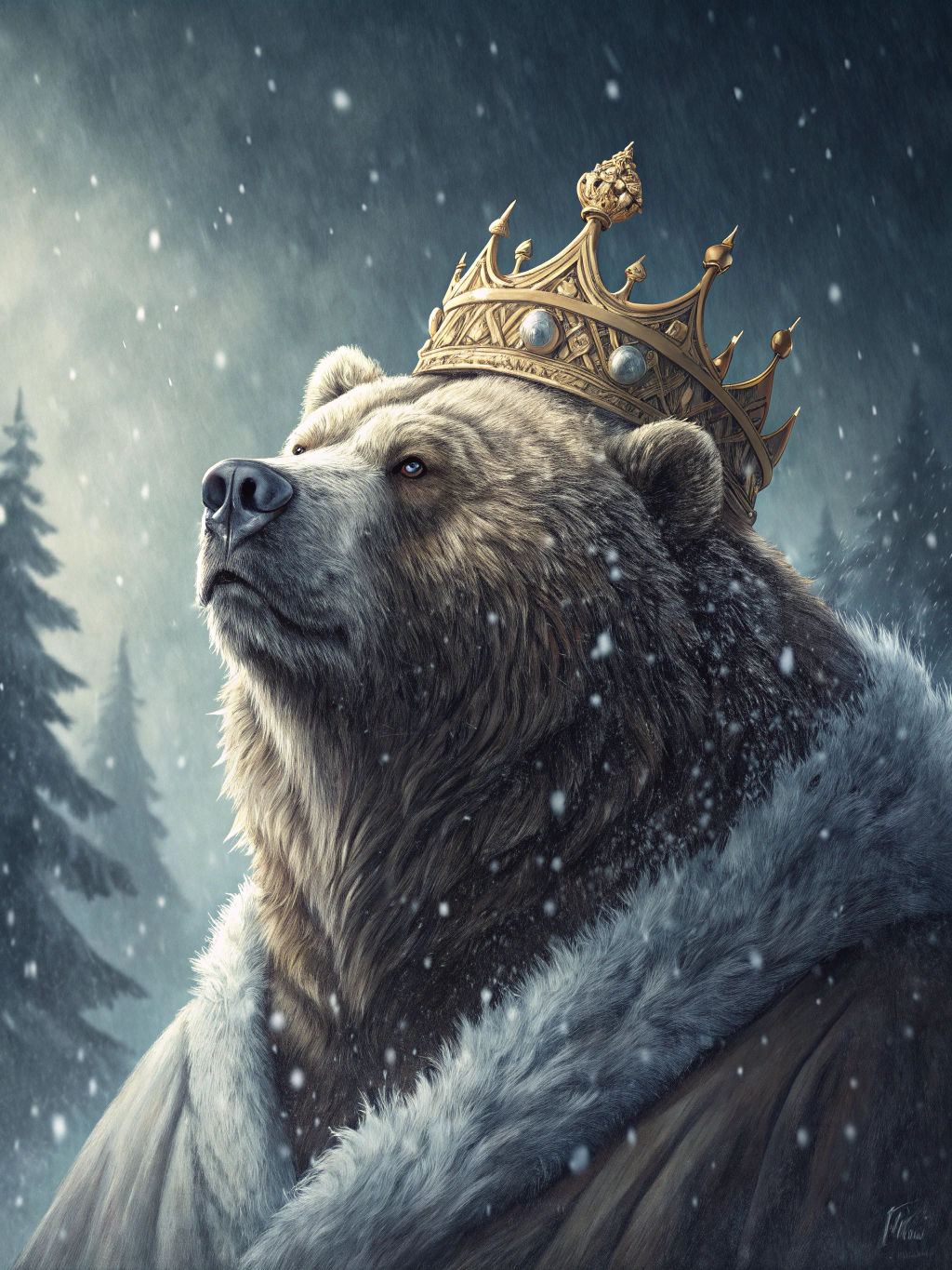 Frosty Kodiak Bear King Microphotograph