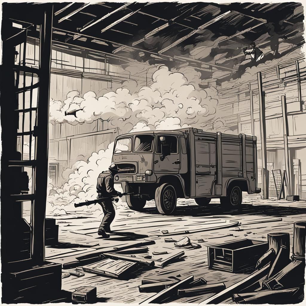 Warehouse Inferno: Gunman's Assault