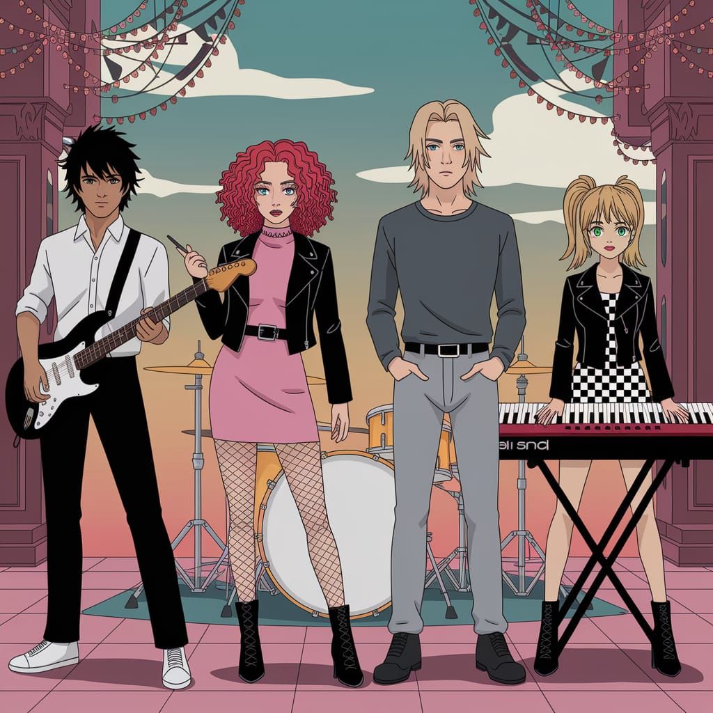 Apocalyptic Rock Band in Anime Style