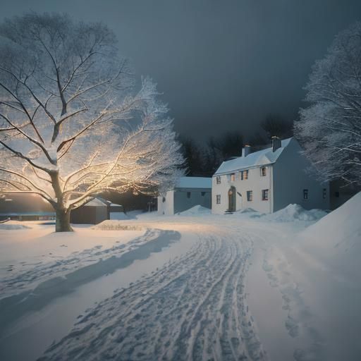 A Warm Glow Illuminates a Lone Figure in a Snowy Irish Villa...