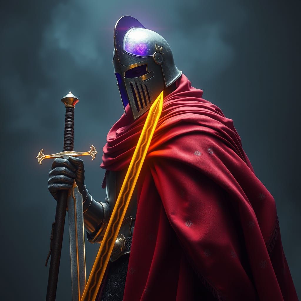 Heroic Medieval Knight in Dark Fantasy