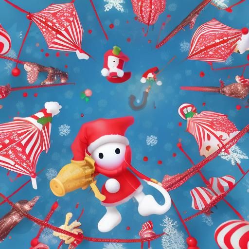 Festive Umbrella Octopus Celebrates Christmas