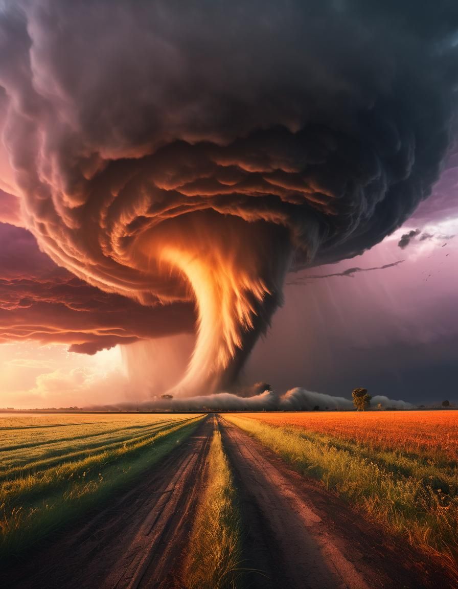 Dramatic Tornado Touches Down at Sunrise