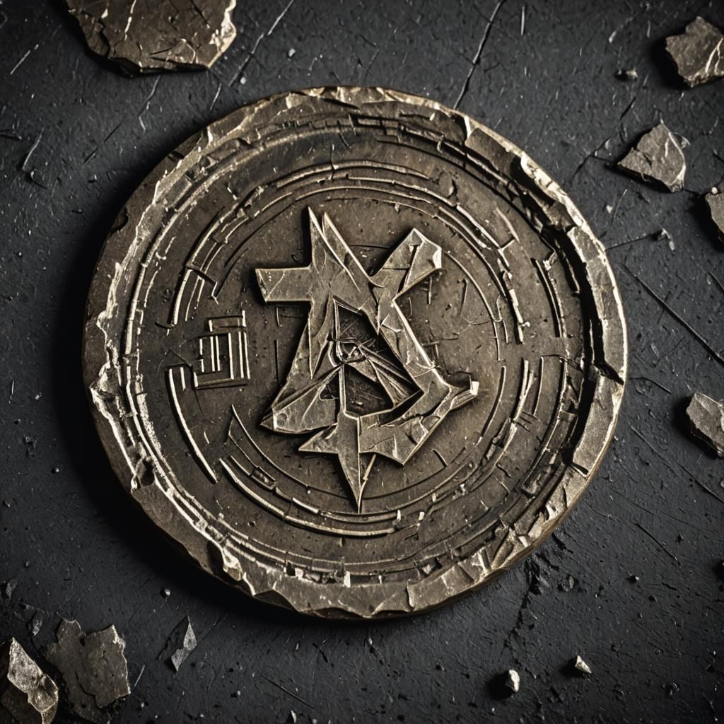 Grungy Crypto Coin Close-Up in Digital Art Style