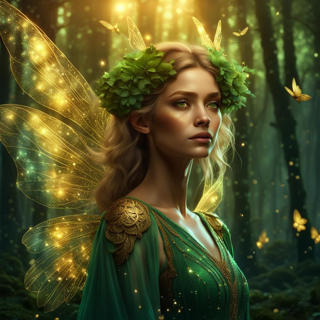 Enchanted Forest Fairy with Glowing Wings