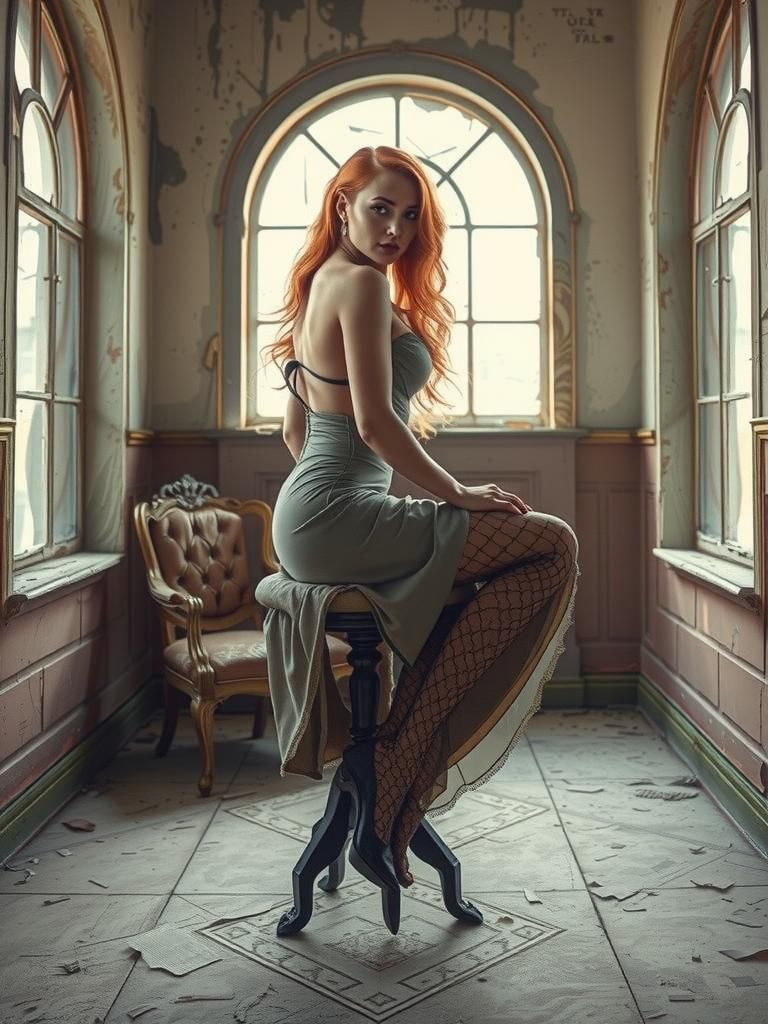 Ethereal Redhead in Decaying Opulence, Volumetric Lighting