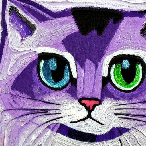 Whimsical Feline Portrait in Vibrant Digital Oil