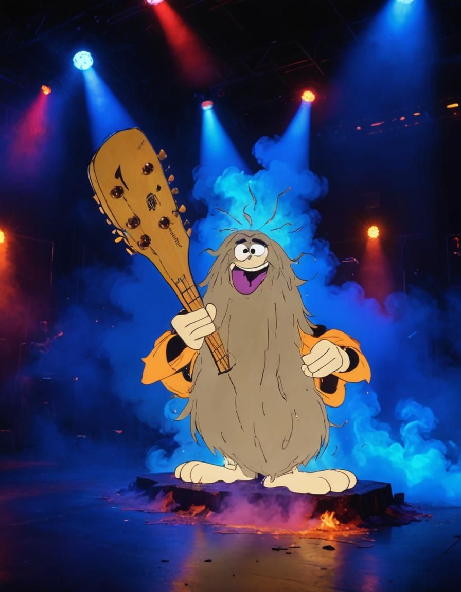 Cartoon Rock Band Performance in Pop Art Style