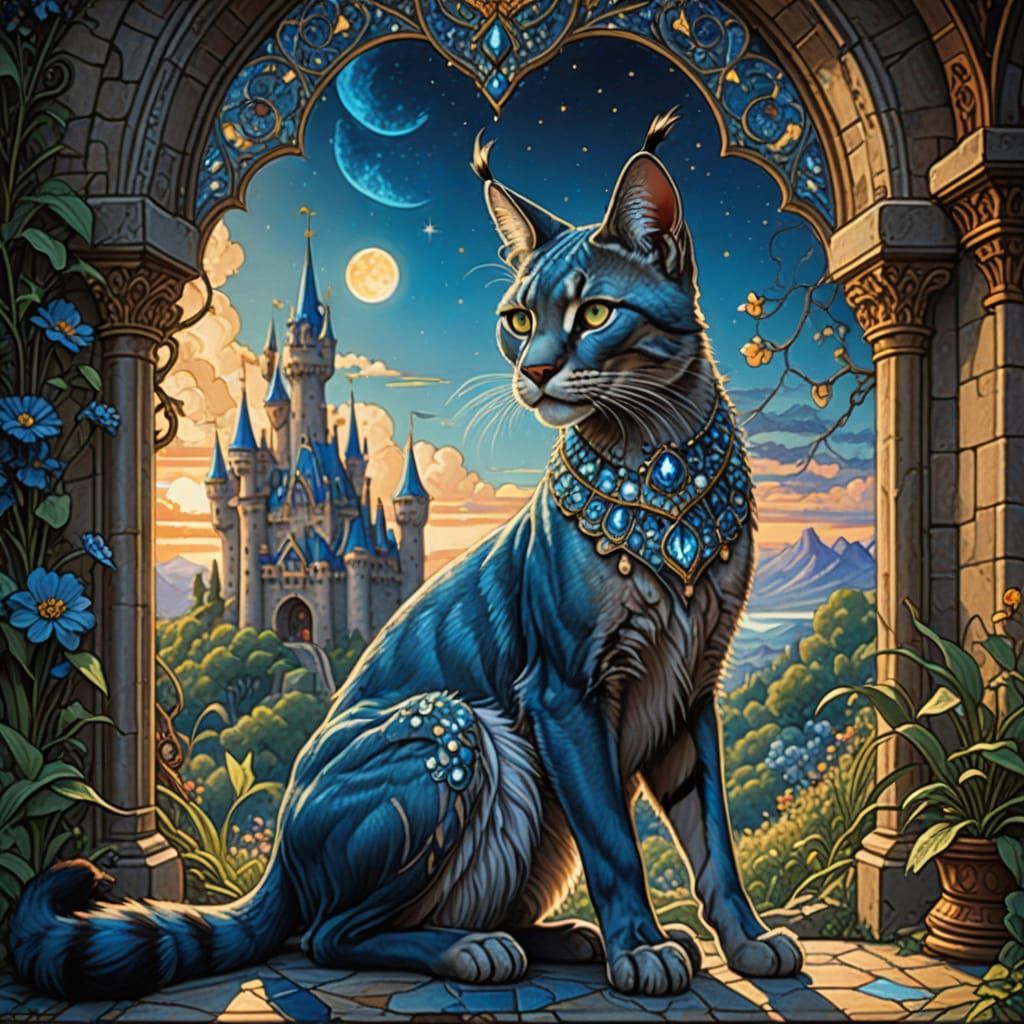 Magical Blue Caracal Cats Clean Castle with Mickey Mouse