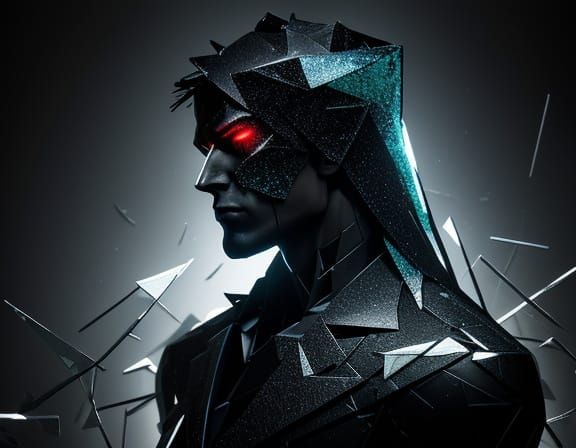 Figure of Broken Glass in Neon Light