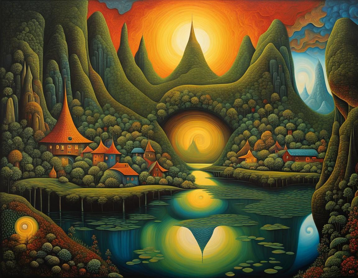 Mystic Rocks with Fractal Patterns in Fantasy Style